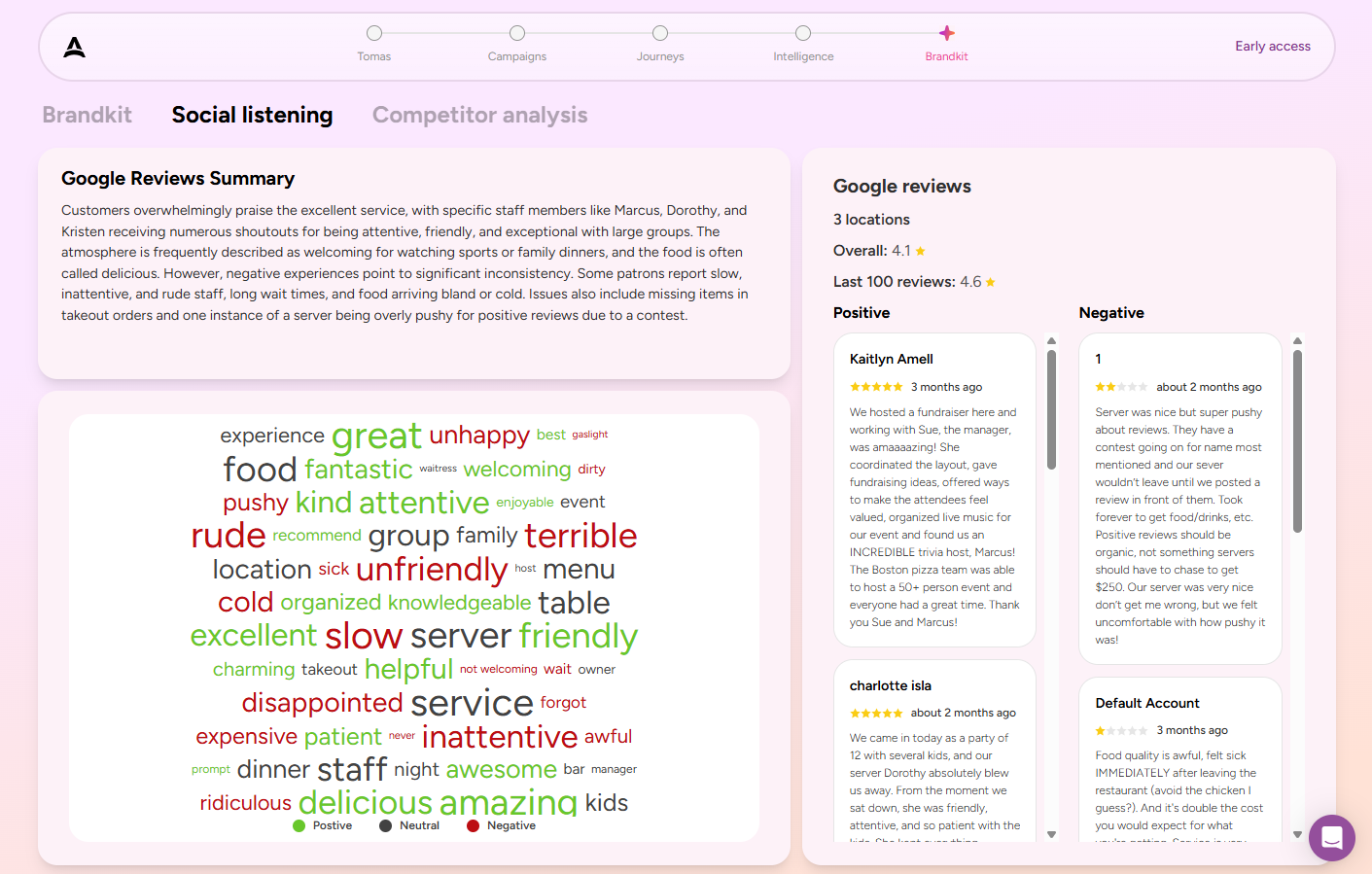 Tomas Intelligence Dashboard — Social Listening and Review Analysis